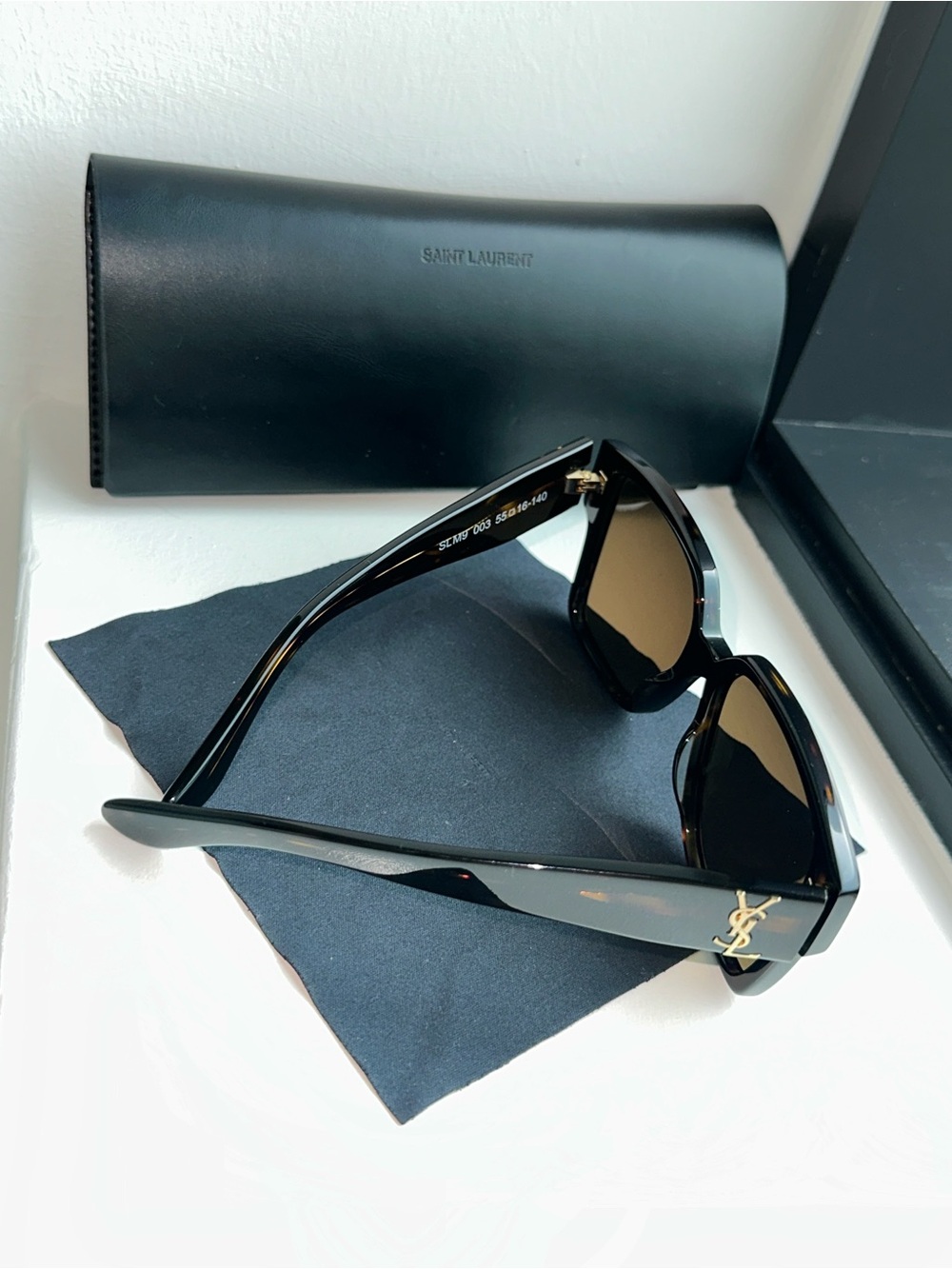 Saint Laurent Black and Gold Oversized Cat-Eye Sunglasses - Picture 10 of 16